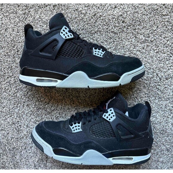 Nike Air Jordan 4 Retro Black Canvas Size 10 Men's - Picture 1 of 8